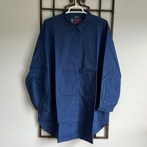 NWOT Gudrun Sjoden Woven Cotton Blue Shirt, Large